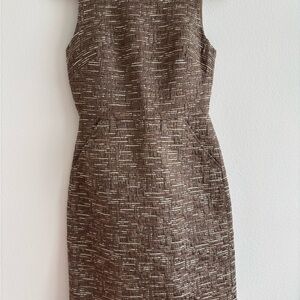 Banana Republic White and Tan Halter Sheath Midi Dress